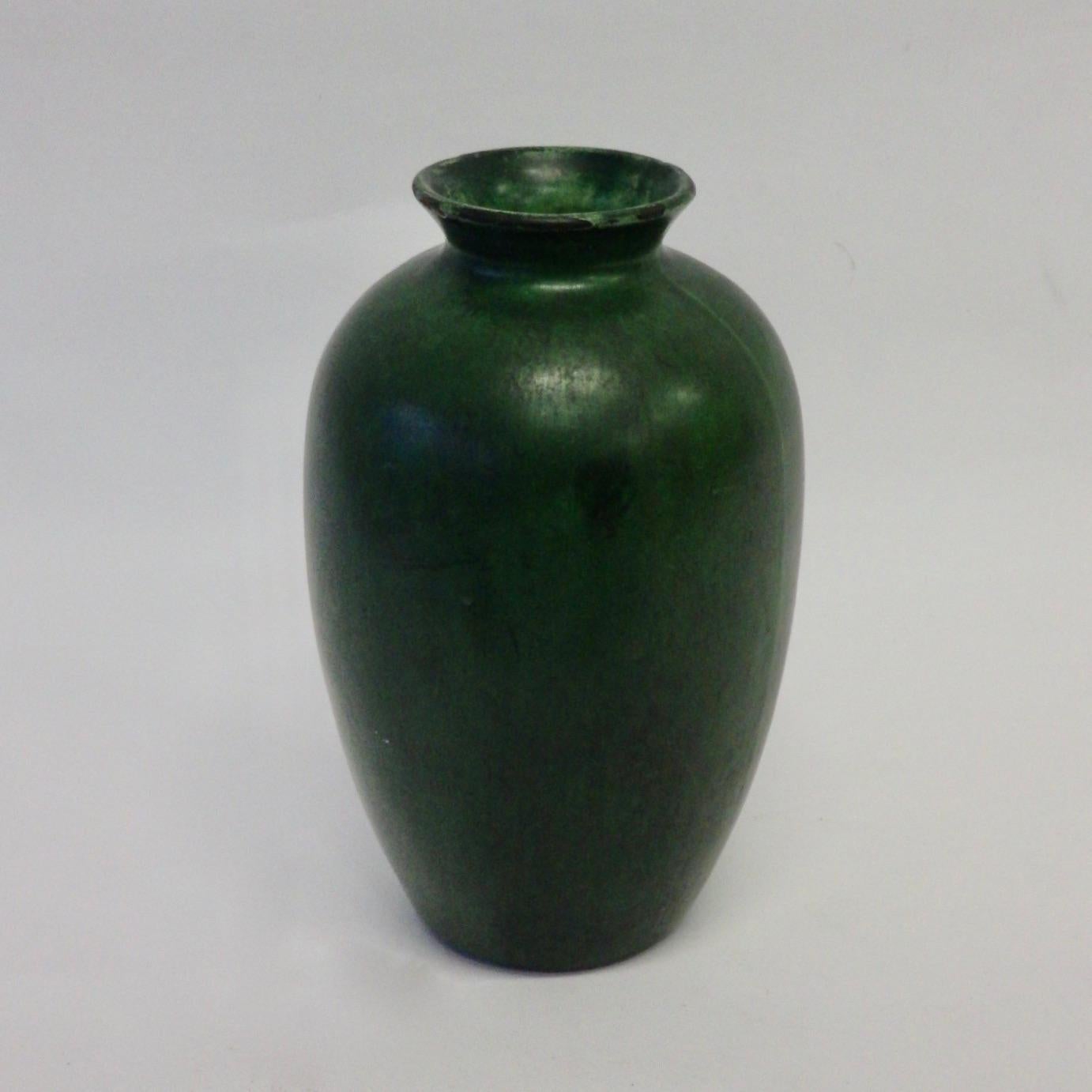 Classic color and form Arts & Crafts green pottery vase.