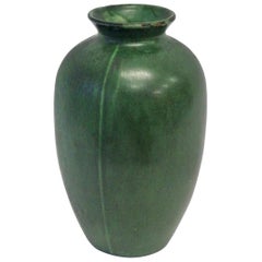 Classic Arts & Crafts Grueby Style Green Pottery Vase 