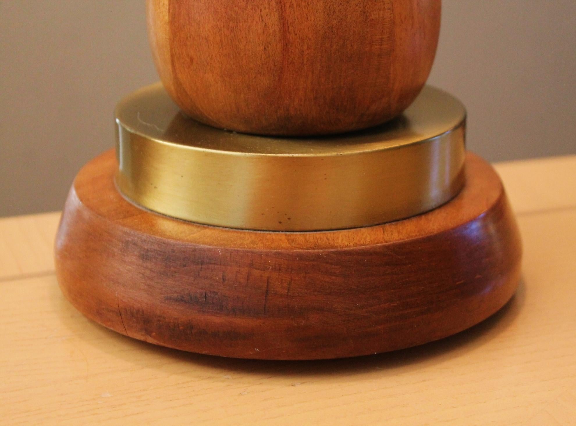 American Classic Arts & Crafts Wood Lamp Handcrafted 1950 Mid Century Danish Modern Decor For Sale