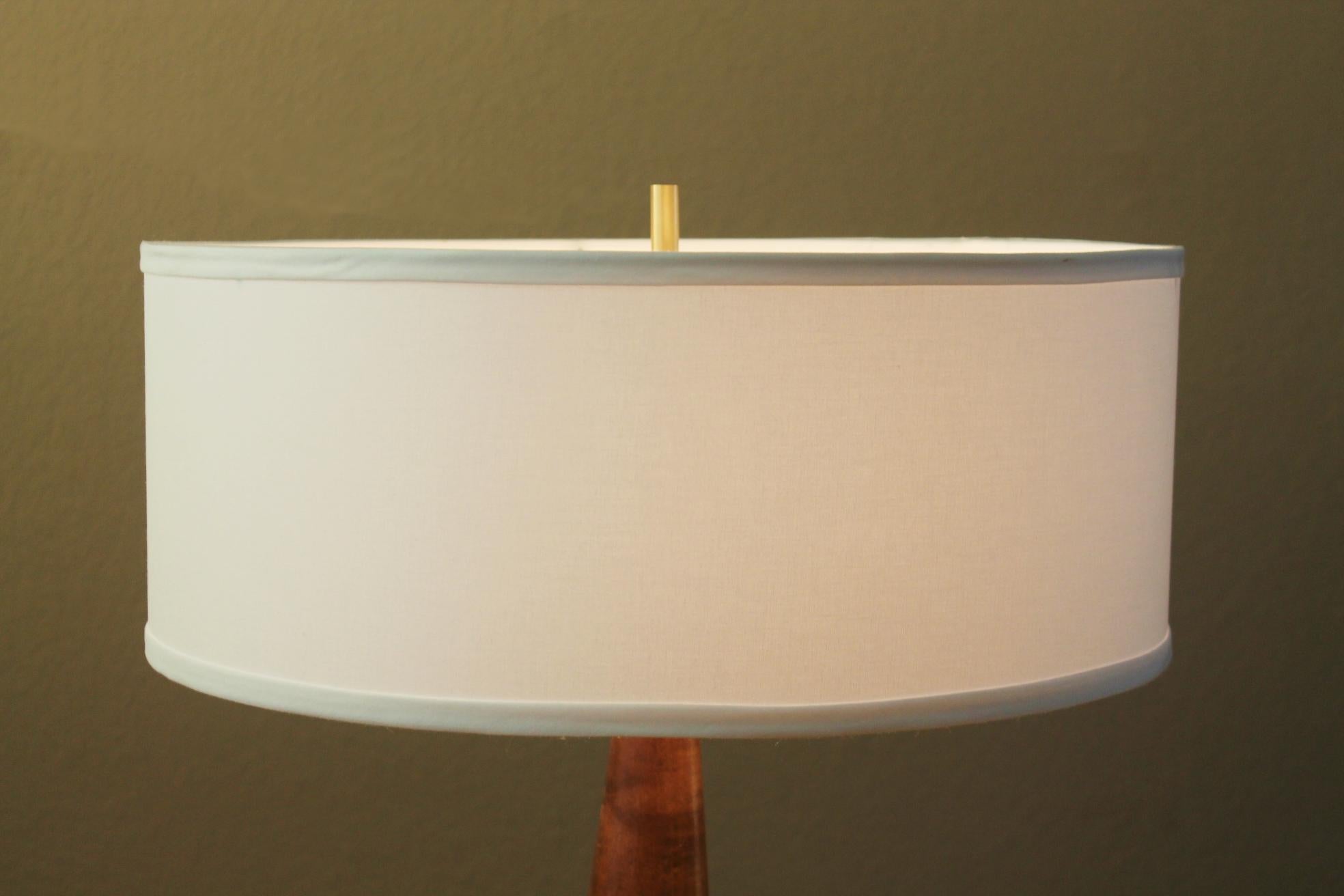 Hand-Carved Classic Arts & Crafts Wood Lamp Handcrafted 1950 Mid Century Danish Modern Decor For Sale