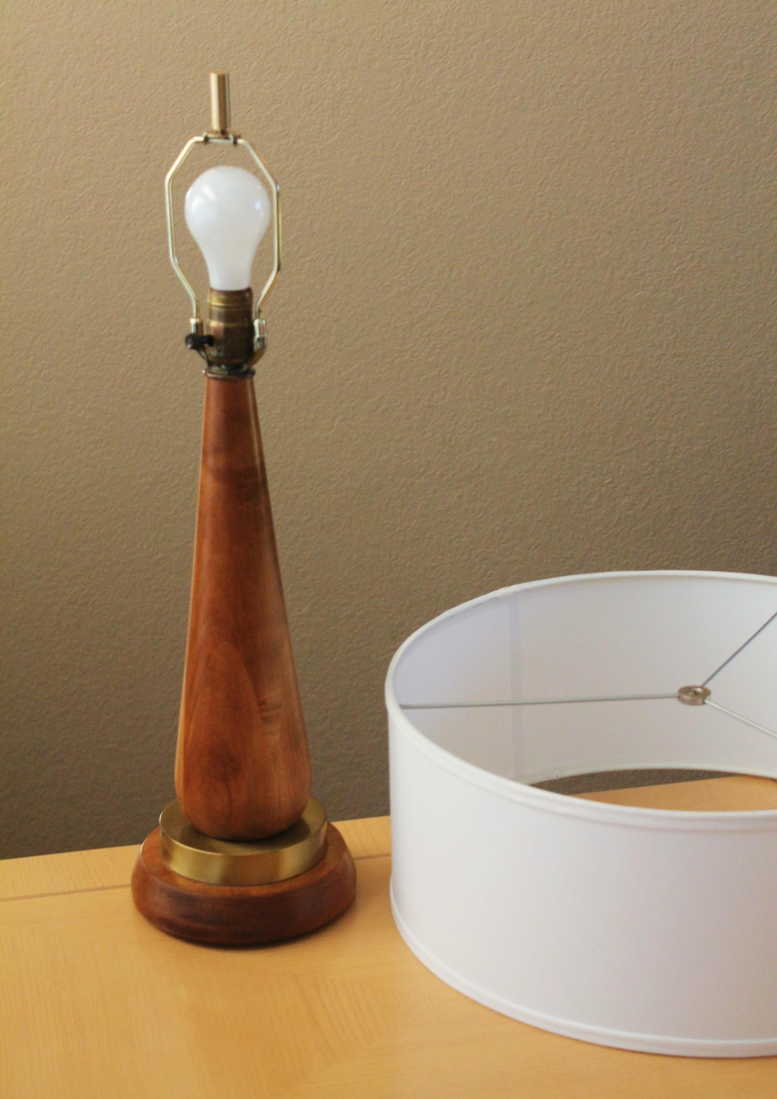 20th Century Classic Arts & Crafts Wood Lamp Handcrafted 1950 Mid Century Danish Modern Decor For Sale