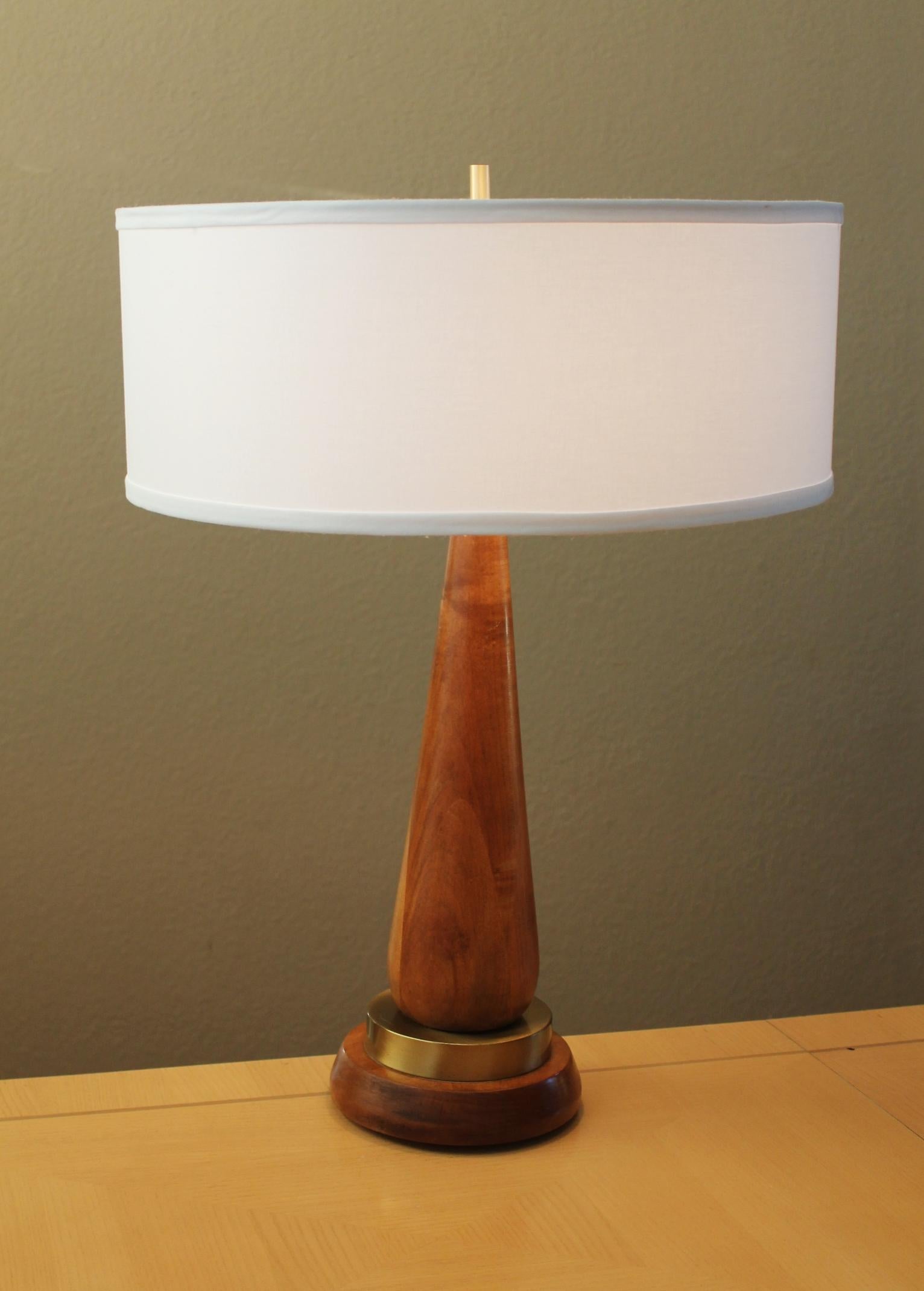 Brass Classic Arts & Crafts Wood Lamp Handcrafted 1950 Mid Century Danish Modern Decor For Sale