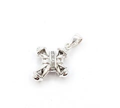 Classic Baguette Diamond Cross Pendant in 14K White Gold
