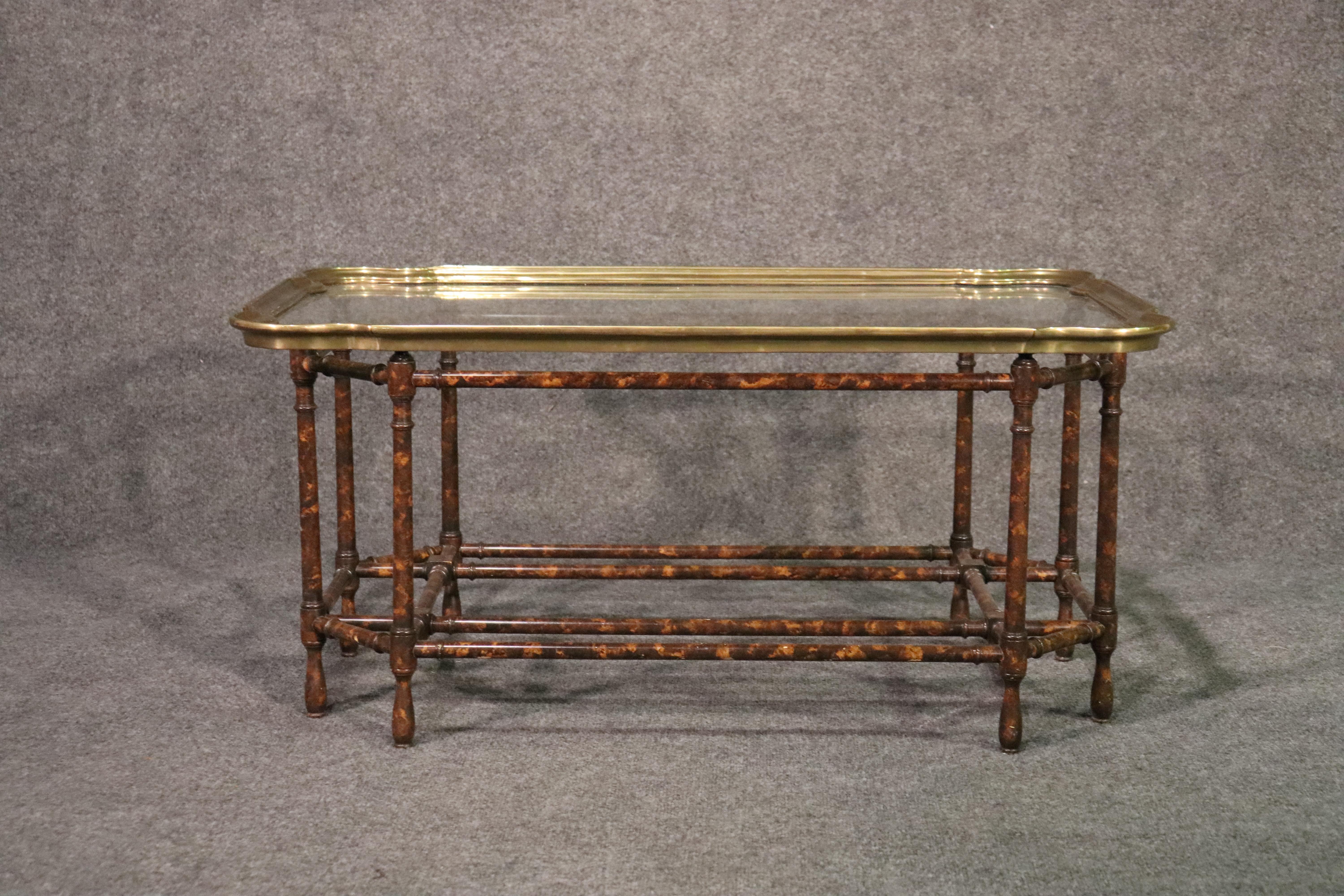 American Classic Baker Brass Tray Top English Regency Style Bamboo Coffee Cocktail Table