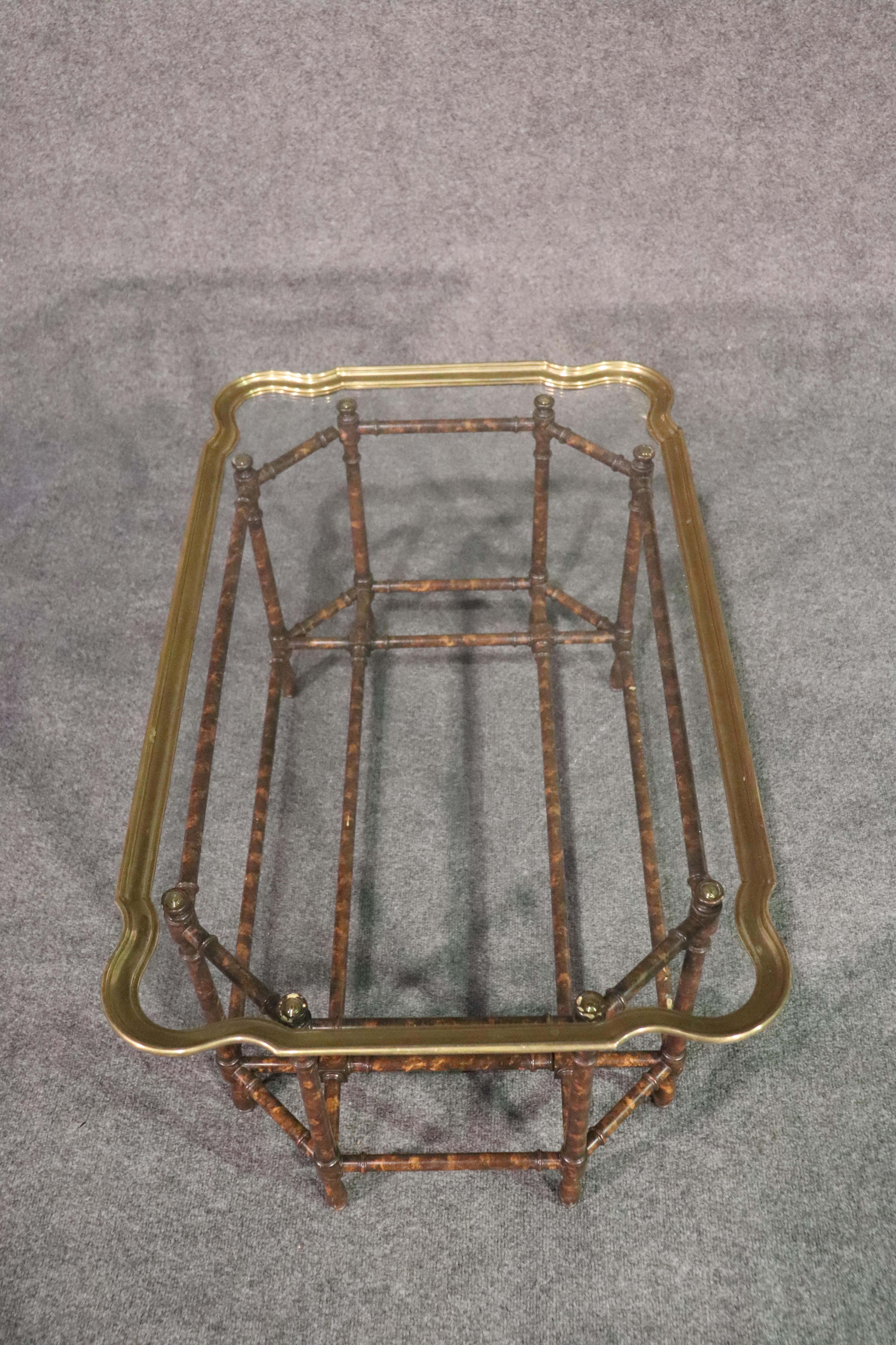 Mid-20th Century Classic Baker Brass Tray Top English Regency Style Bamboo Coffee Cocktail Table