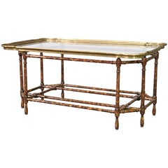 Classic Baker Brass Tray Top English Regency Style Bamboo Coffee Cocktail Table