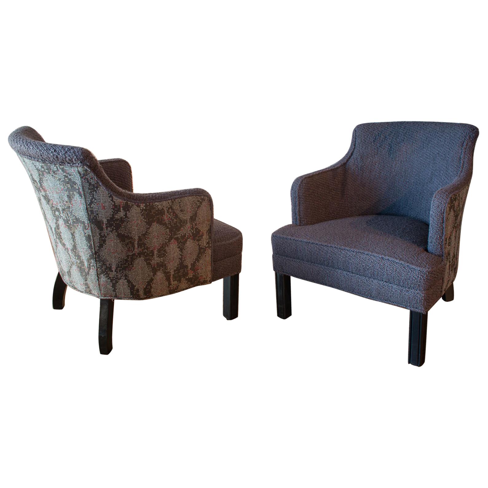 Classic Baker Style Club Chairs, Pair