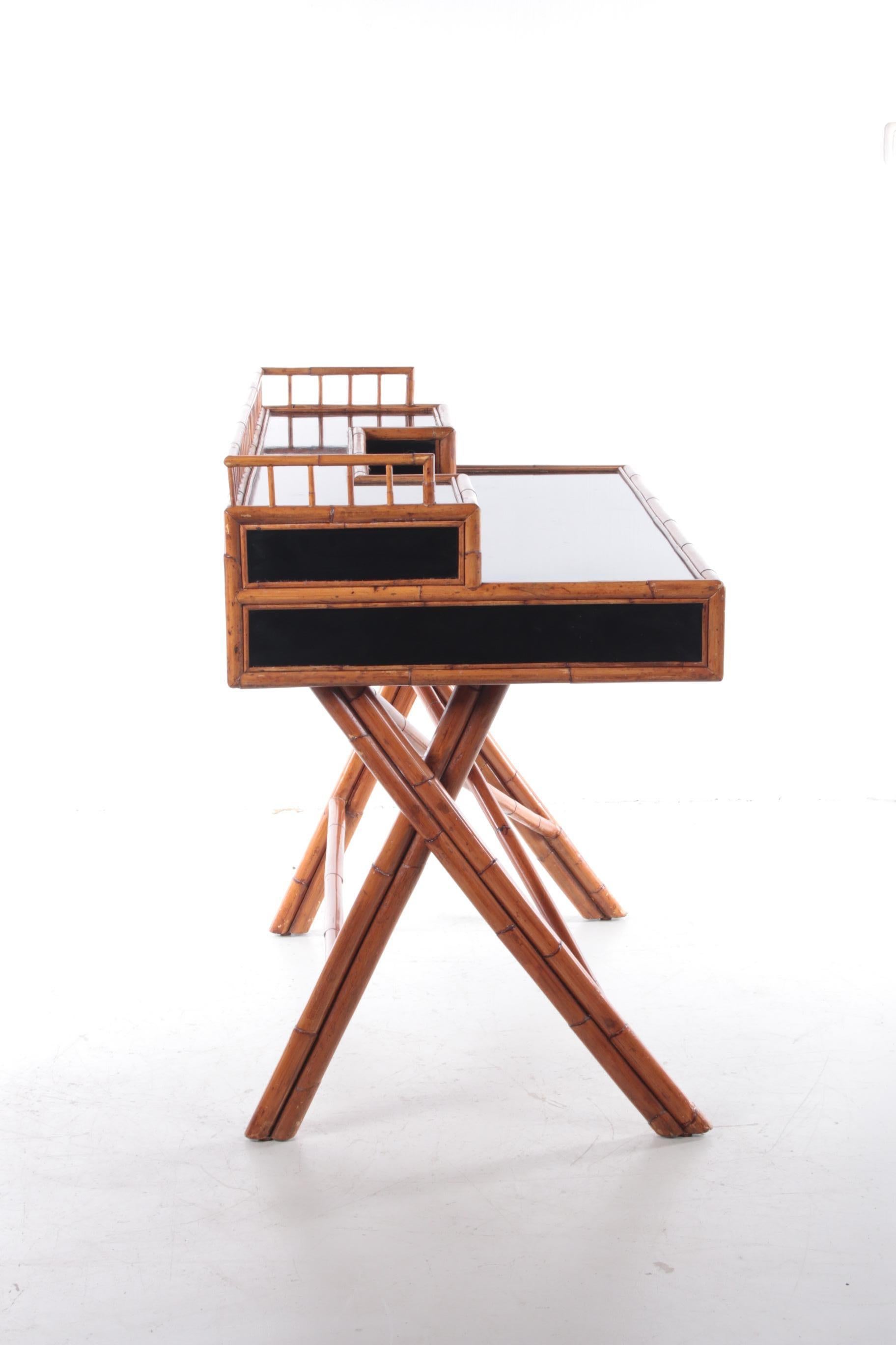 Classic Bamboo and Lacquer Campaign Desk E. Murio Collection 2