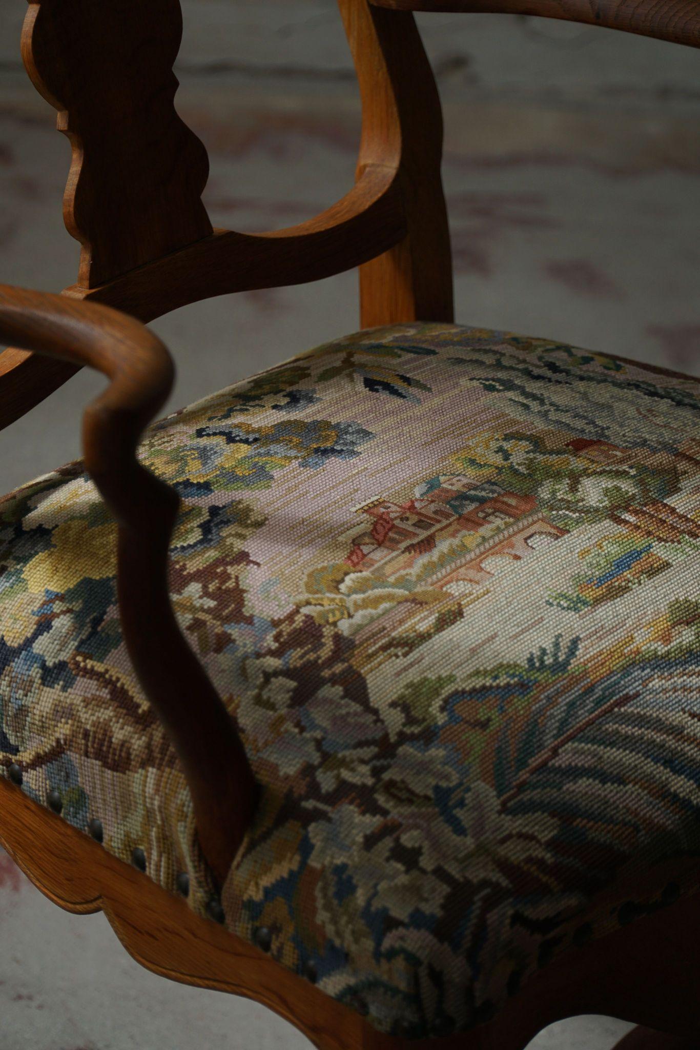 Classic Baroque Style Armchair in Oak, Made by a Danish Cabinetmaker, 1930s For Sale 4