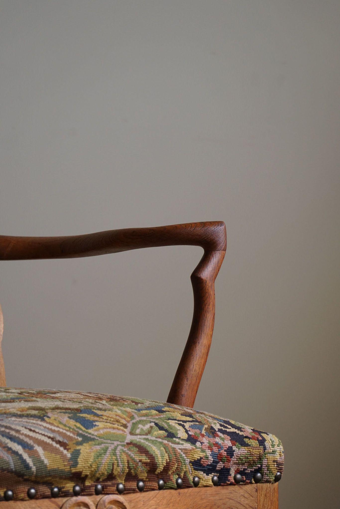 Classic Baroque Style Armchair in Oak, Made by a Danish Cabinetmaker, 1930s For Sale 7