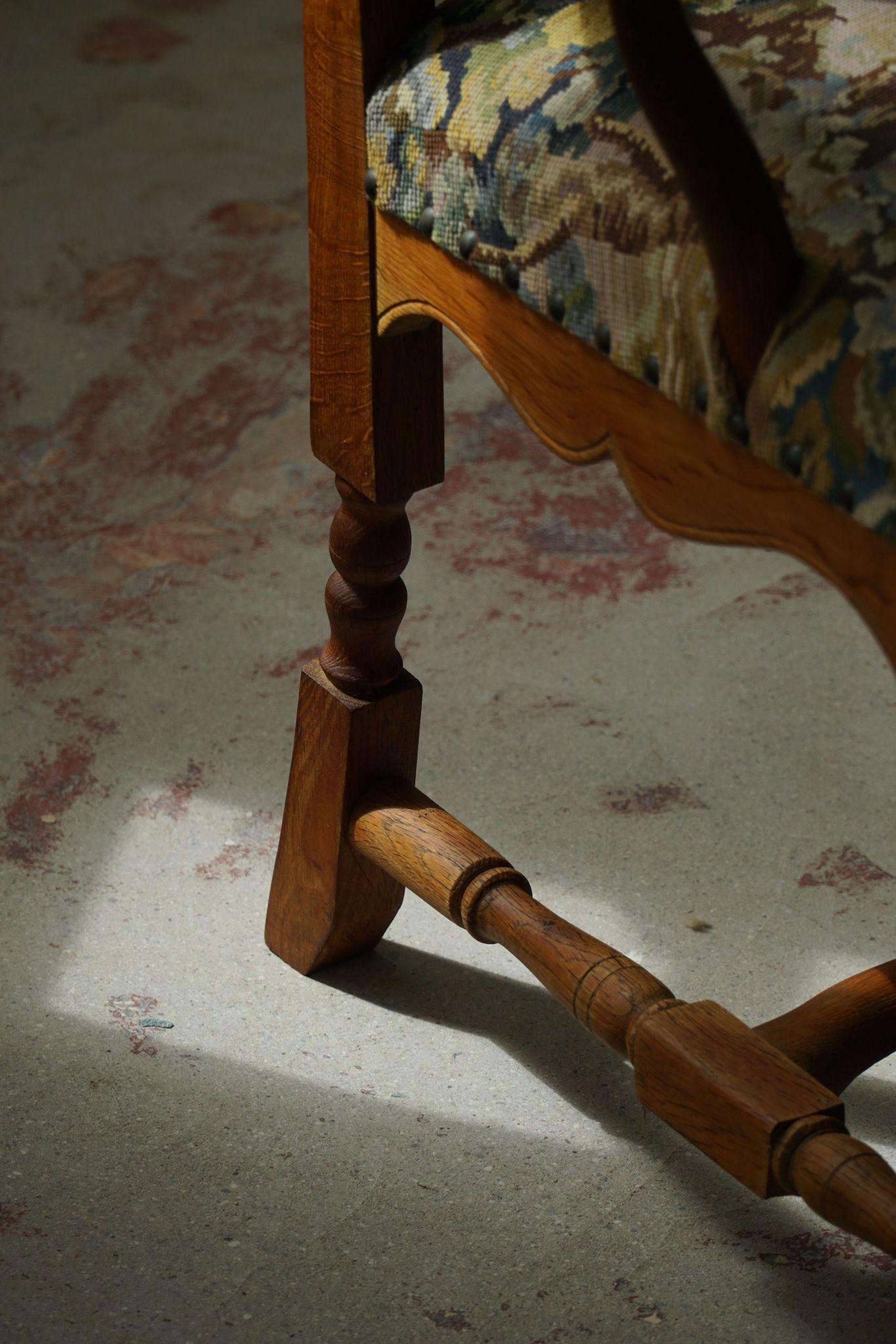 Classic Baroque Style Armchair in Oak, Made by a Danish Cabinetmaker, 1930s For Sale 3