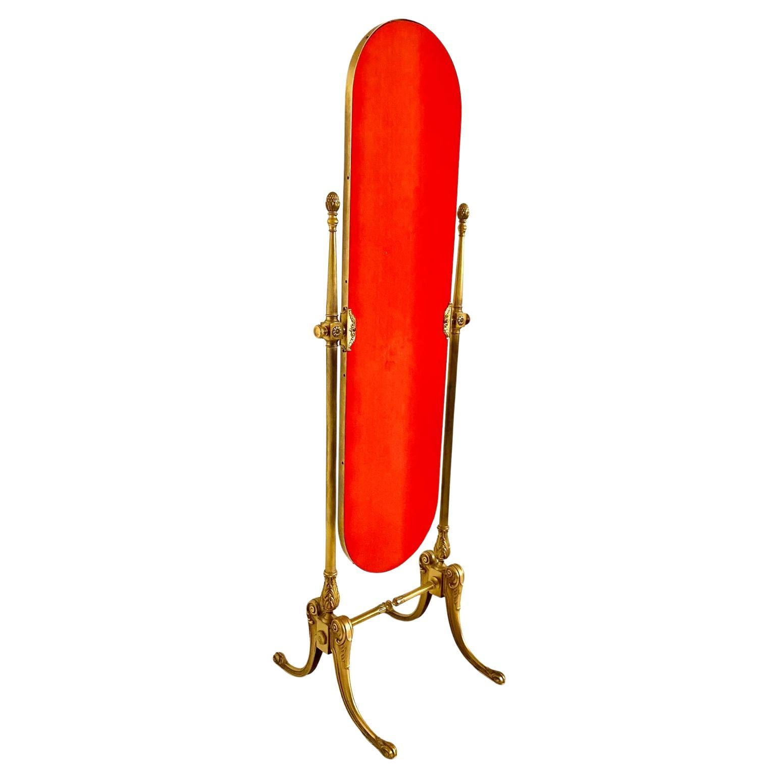 Espejo de pie clásico de latón de estilo barroco, Italia Años 50 Barroco en venta
