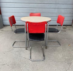 Classic Bauhaus / Art Deco Tubular Chrome Dinette / Cafe' Set