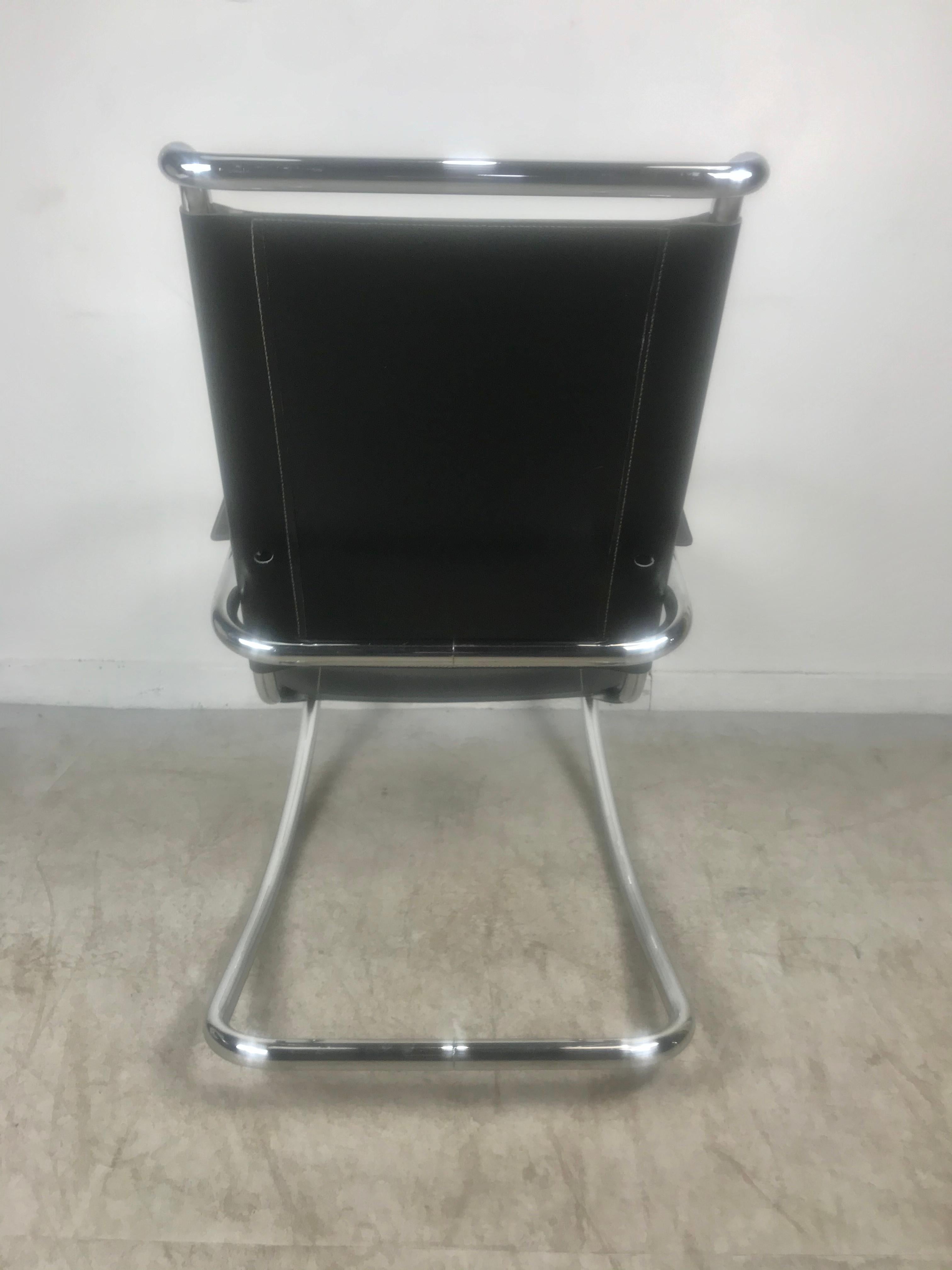 Classic Bauhaus Style Leather and Chrome Rocker, Arter Mies Van De Rohe, Italy In Good Condition In Buffalo, NY