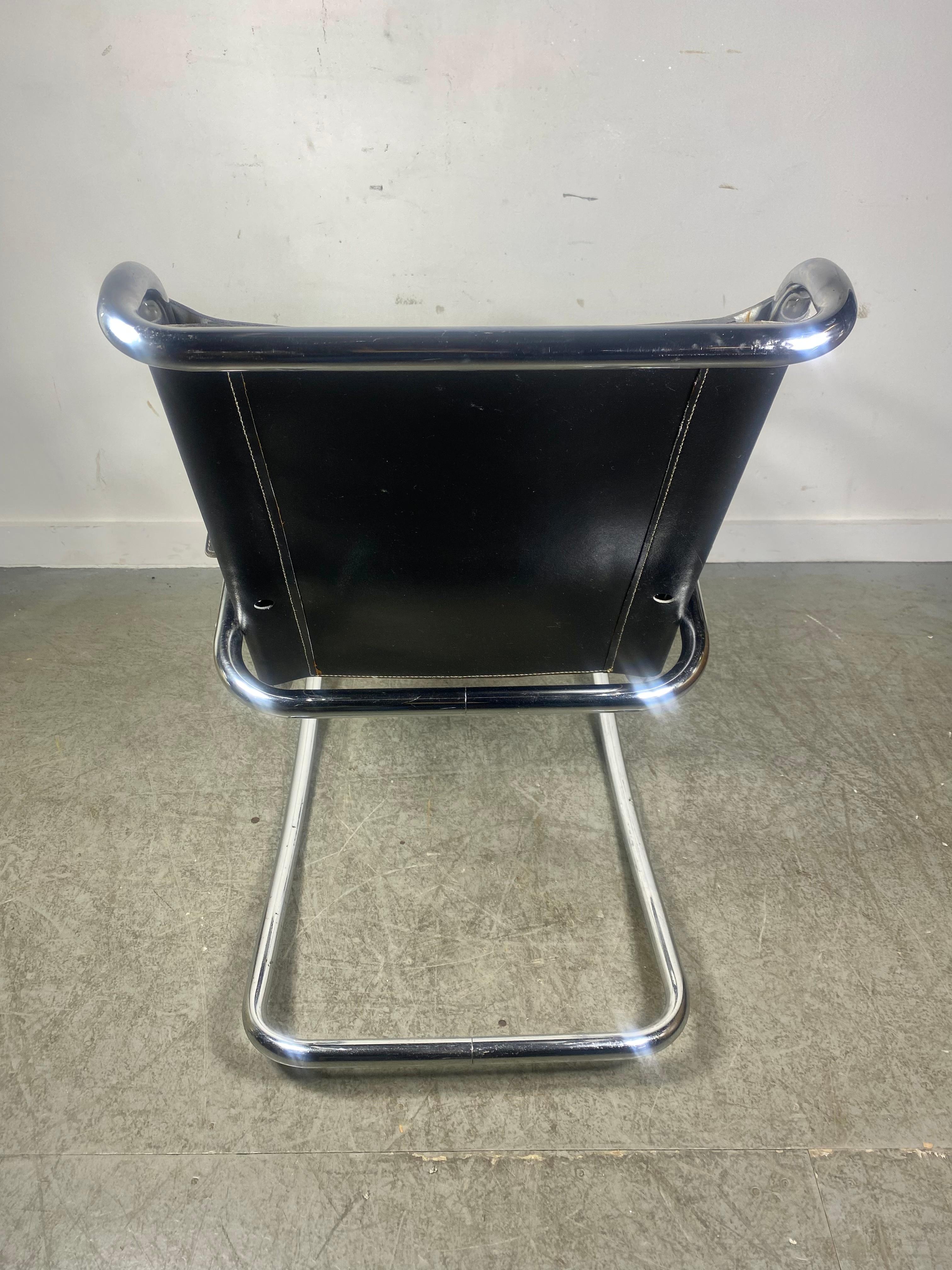 Classic Bauhaus Style Leather and Chrome Rocker, Arter Mies Van De Rohe, Italy For Sale 1