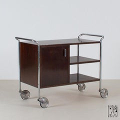 Classic Bauhaus tubular steel bar cart manufactured by Thonet-Mundus