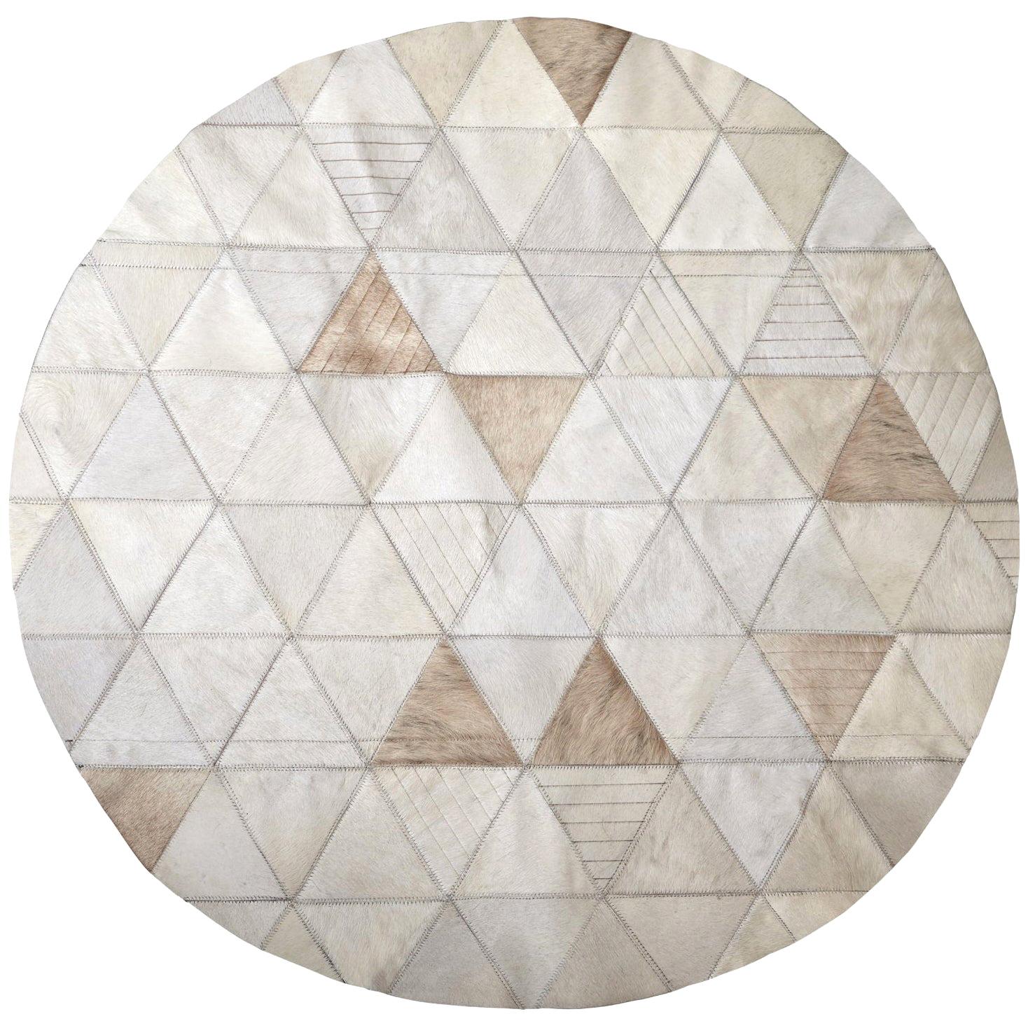 Cream lasered Round Customizable Trilogia Cowhide Area Rug Small For Sale