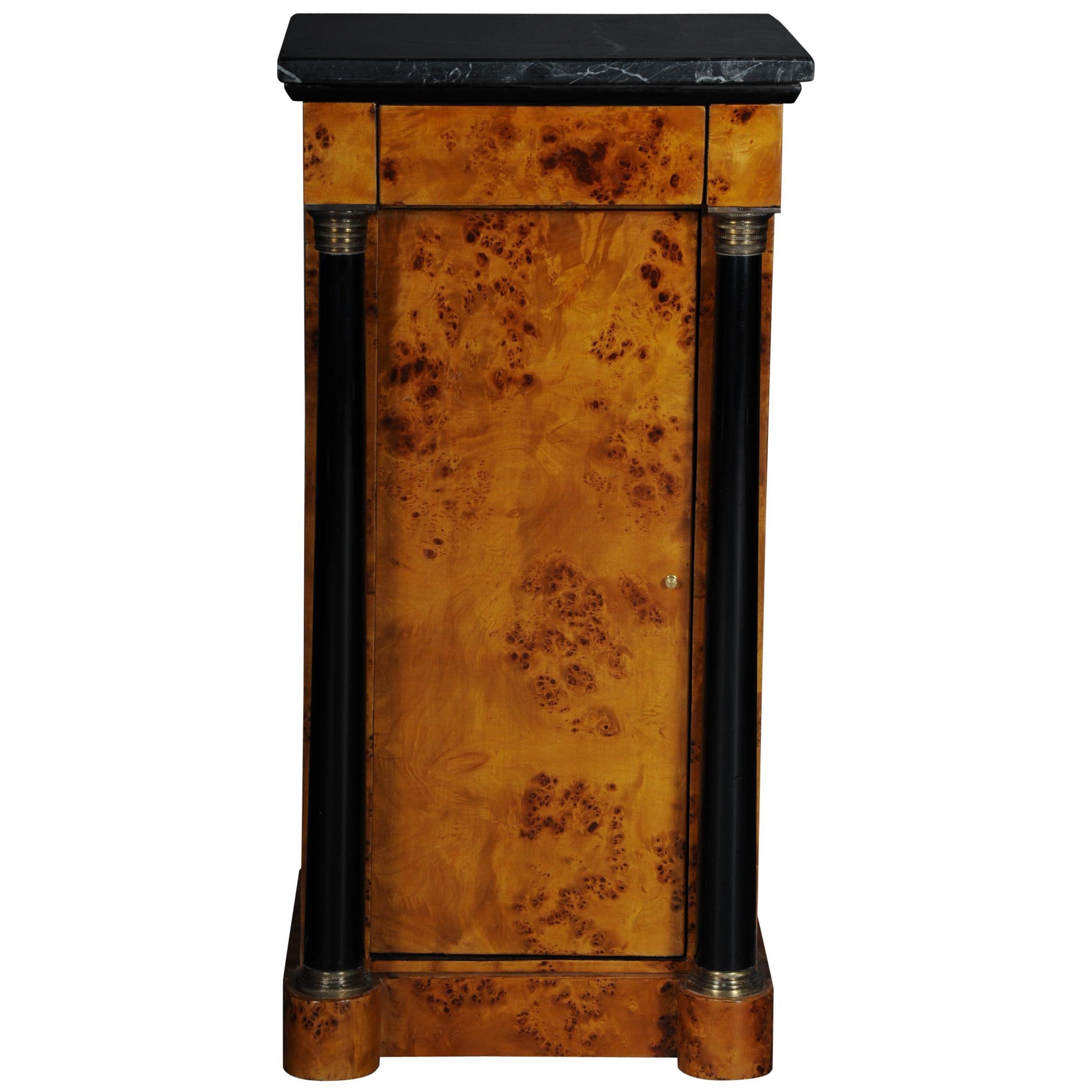 Classic Bedside Table, Side Table in Biedermeier Style, Maple Root L