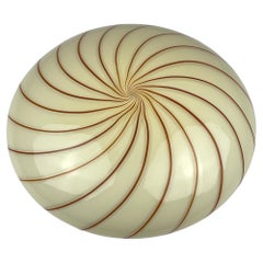 Aplique o plafón clásico de cristal de murano remolinado beige, Italia, años 70