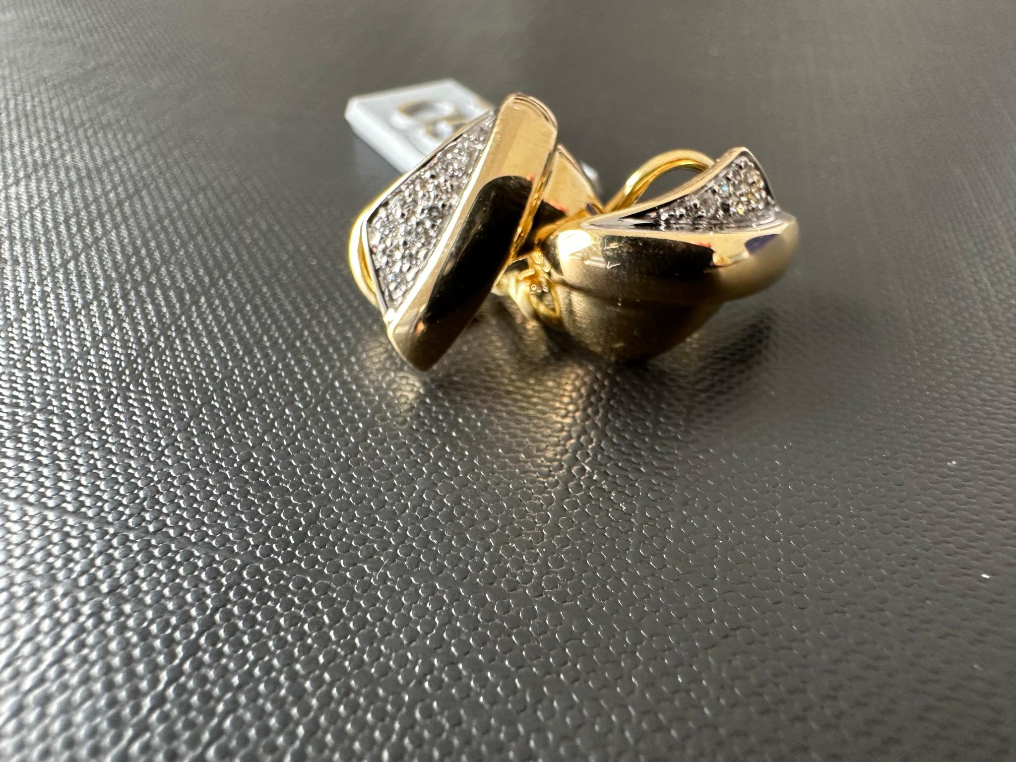 Klassische belgische Ohrringe aus 18kt Gold mit Diamanten im Zustand „Gut“ im Angebot in Esch-Sur-Alzette, LU