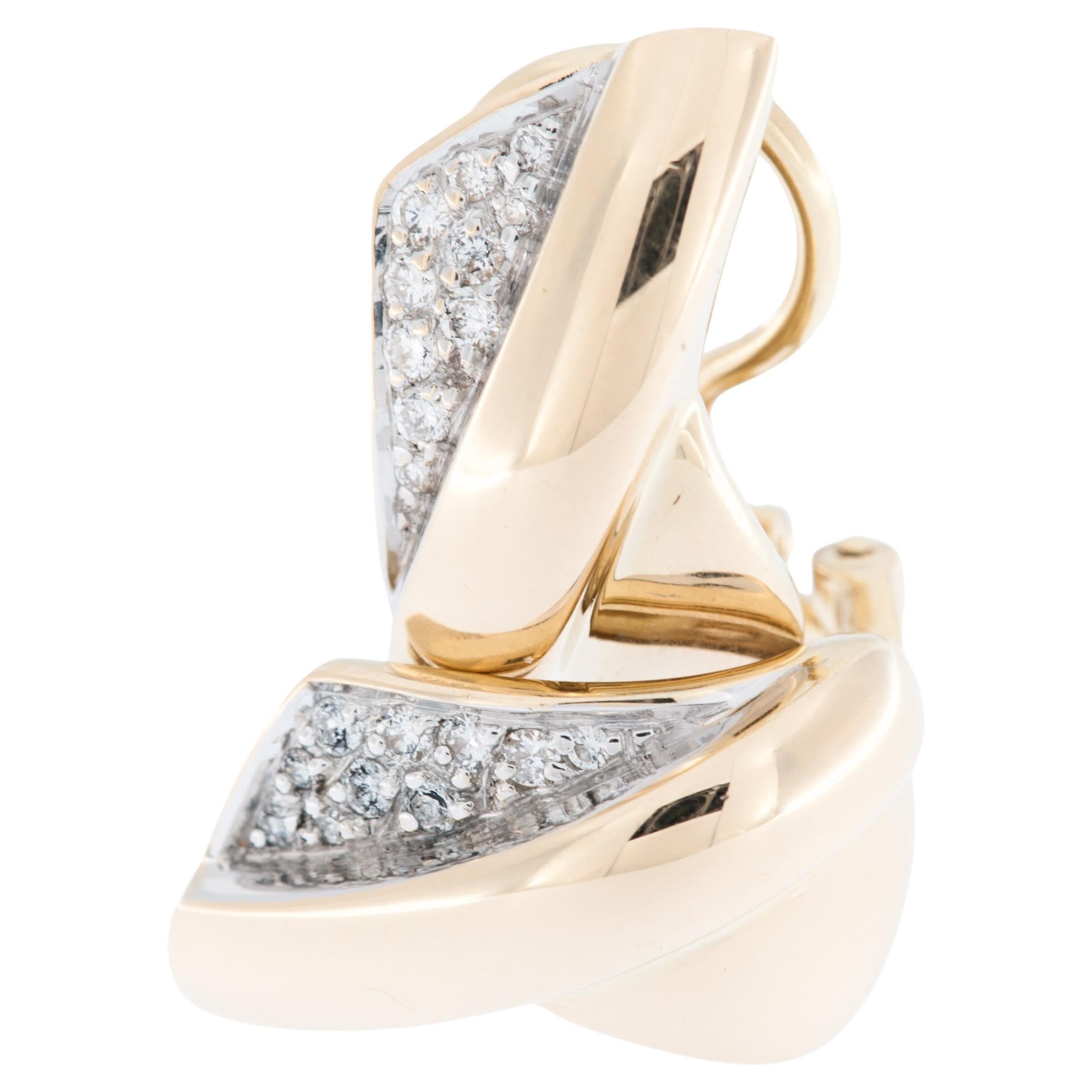 Klassische belgische Ohrringe aus 18kt Gold mit Diamanten im Angebot