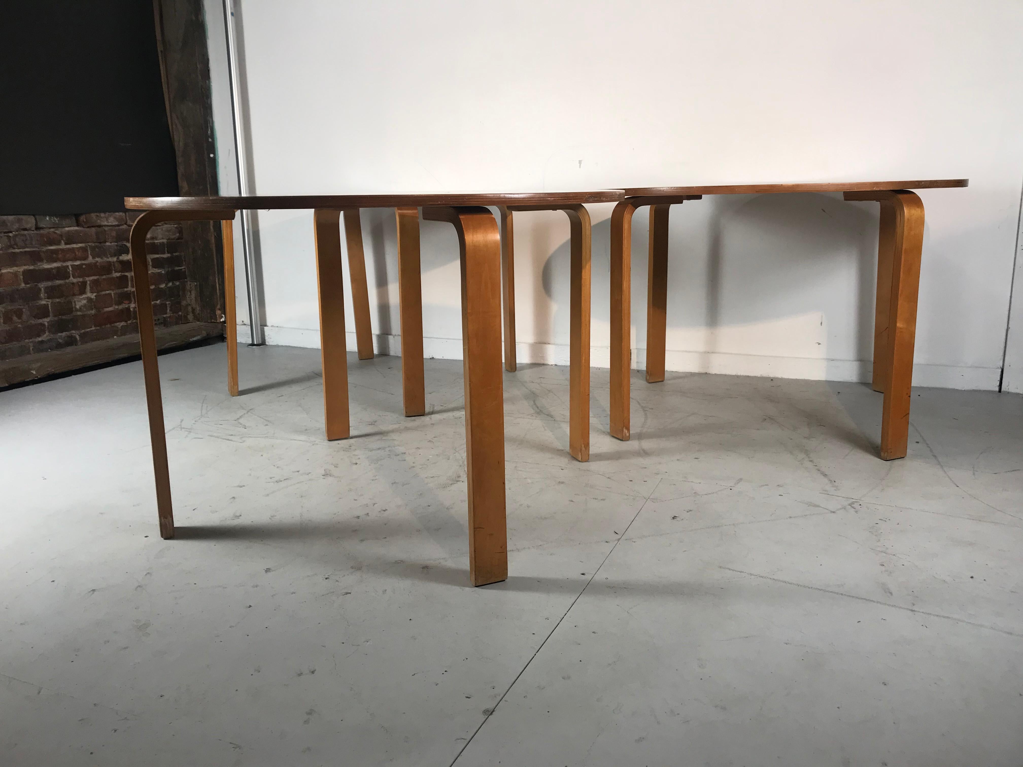 American Classic Bent Plywood Bauhaus Style Dining Tables Attributed to Thonet