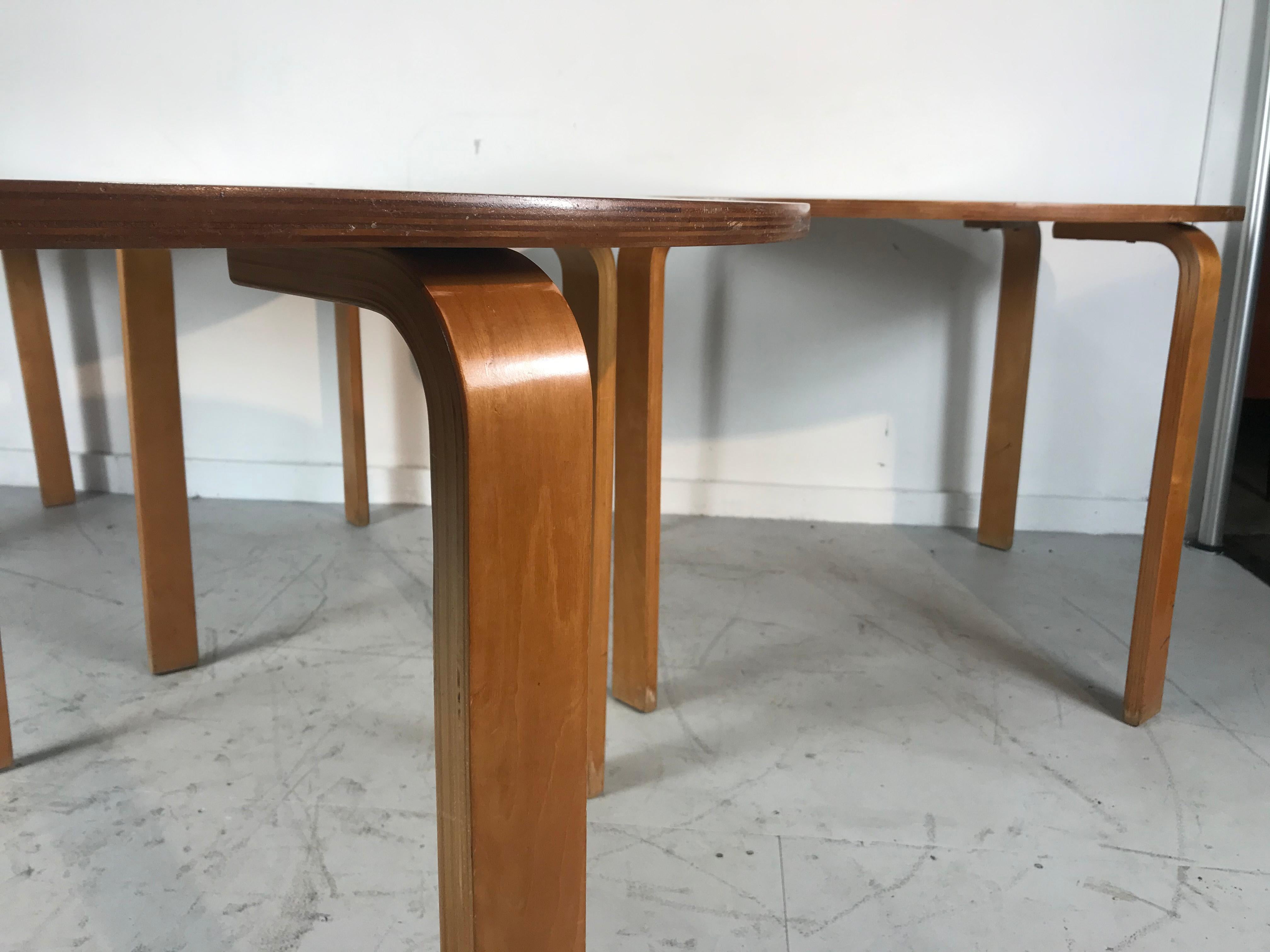 Laminated Classic Bent Plywood Bauhaus Style Dining Tables Attributed to Thonet