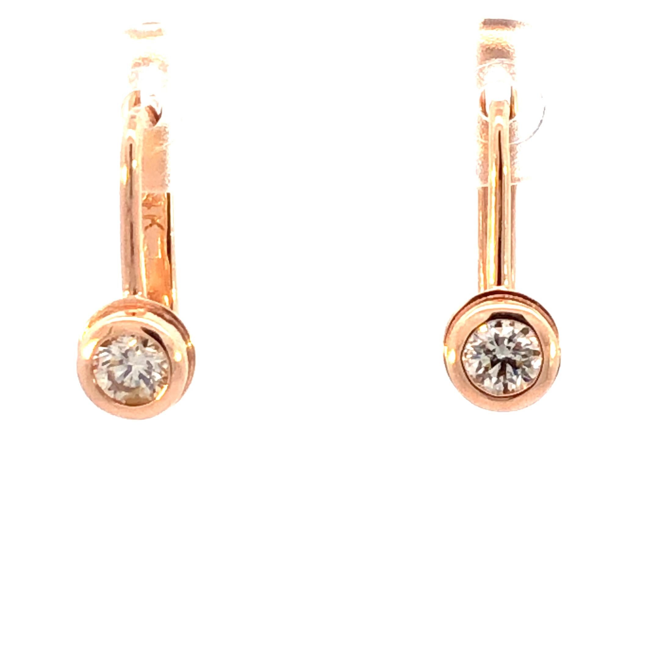 Moderno Orecchini classici con diamanti incastonati in oro rosa 14k (0,40 cwt) in vendita