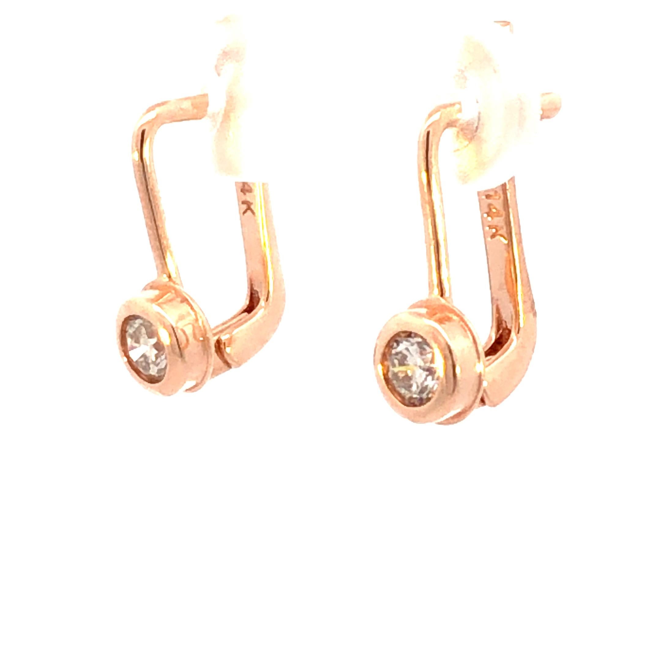 Orecchini classici con diamanti incastonati in oro rosa 14k (0,40 cwt) In condizioni Nuovo in vendita a New York, NY