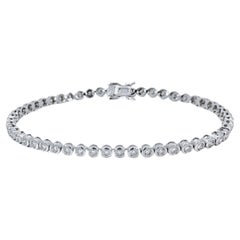 Bracelet de tennis Classic en diamants ronds et brillants sertis sur lunette, 2,19 carats en 18k 