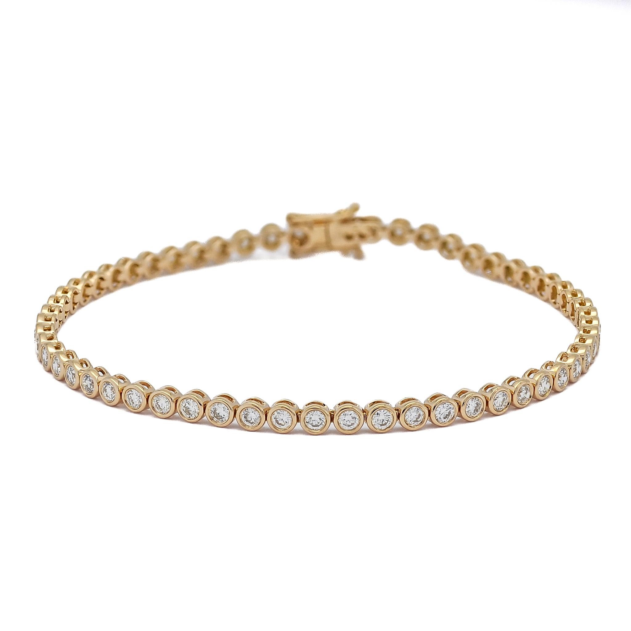 Natural Diamond 2.00 Carat 18KT  Rose Gold Tennis Bracelets  In New Condition For Sale In Antwerpen, BE