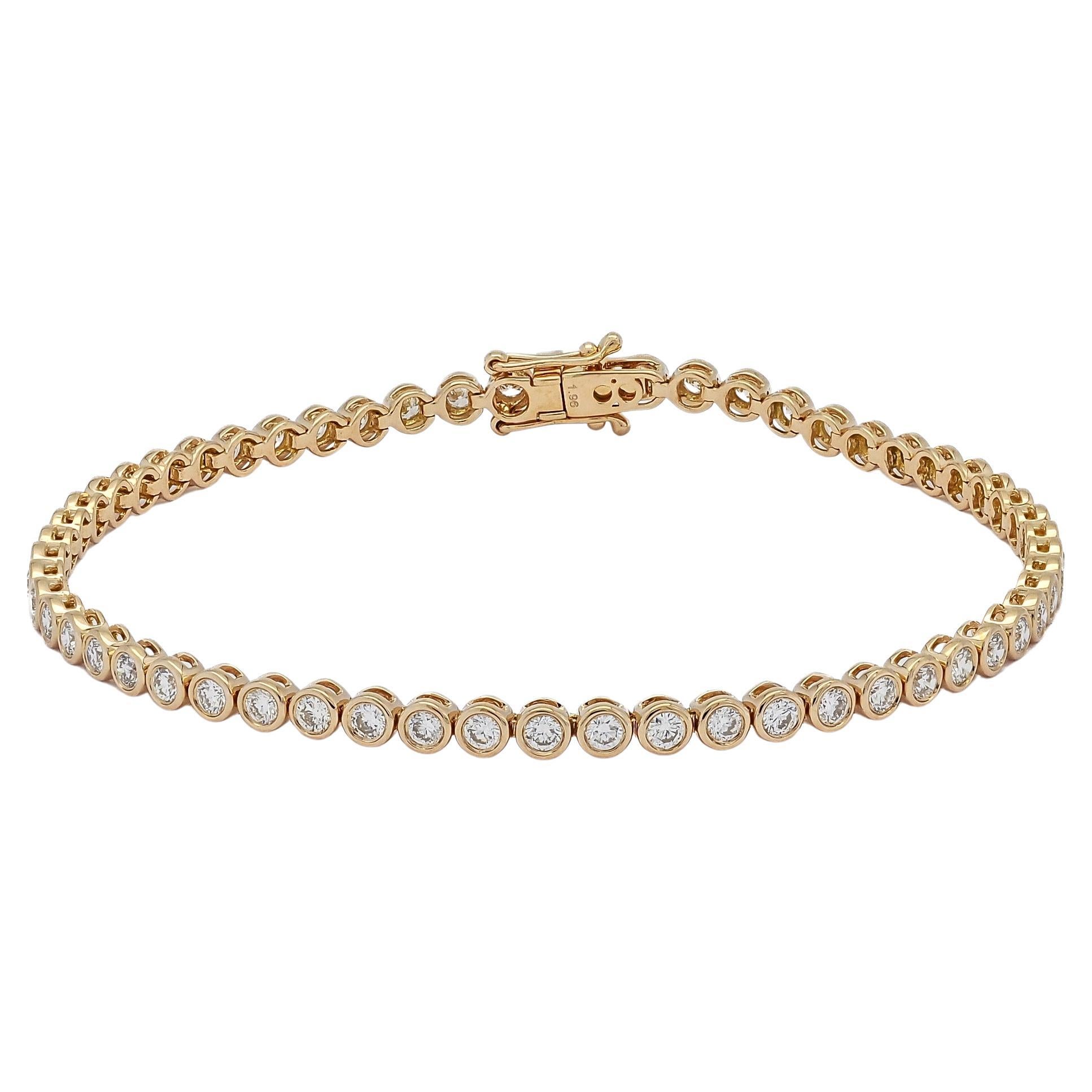 Natürlicher Diamant 2,00 Karat 18KT  Roségold-Tennisarmbänder im Angebot