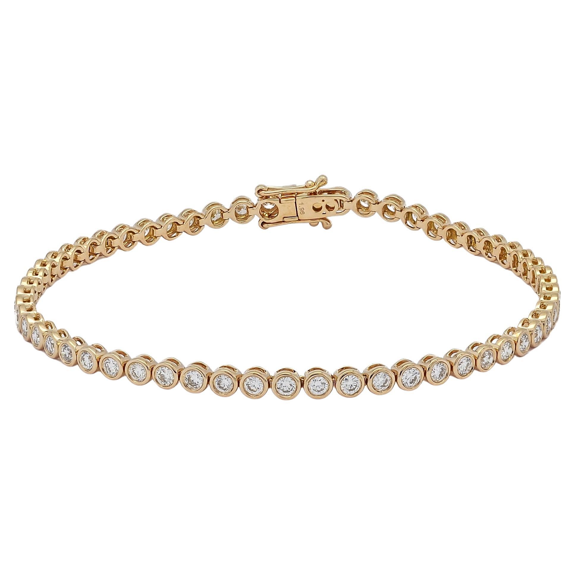 Natural Diamond 2.00 Carat 18k Rose Gold Tennis Bracelets 