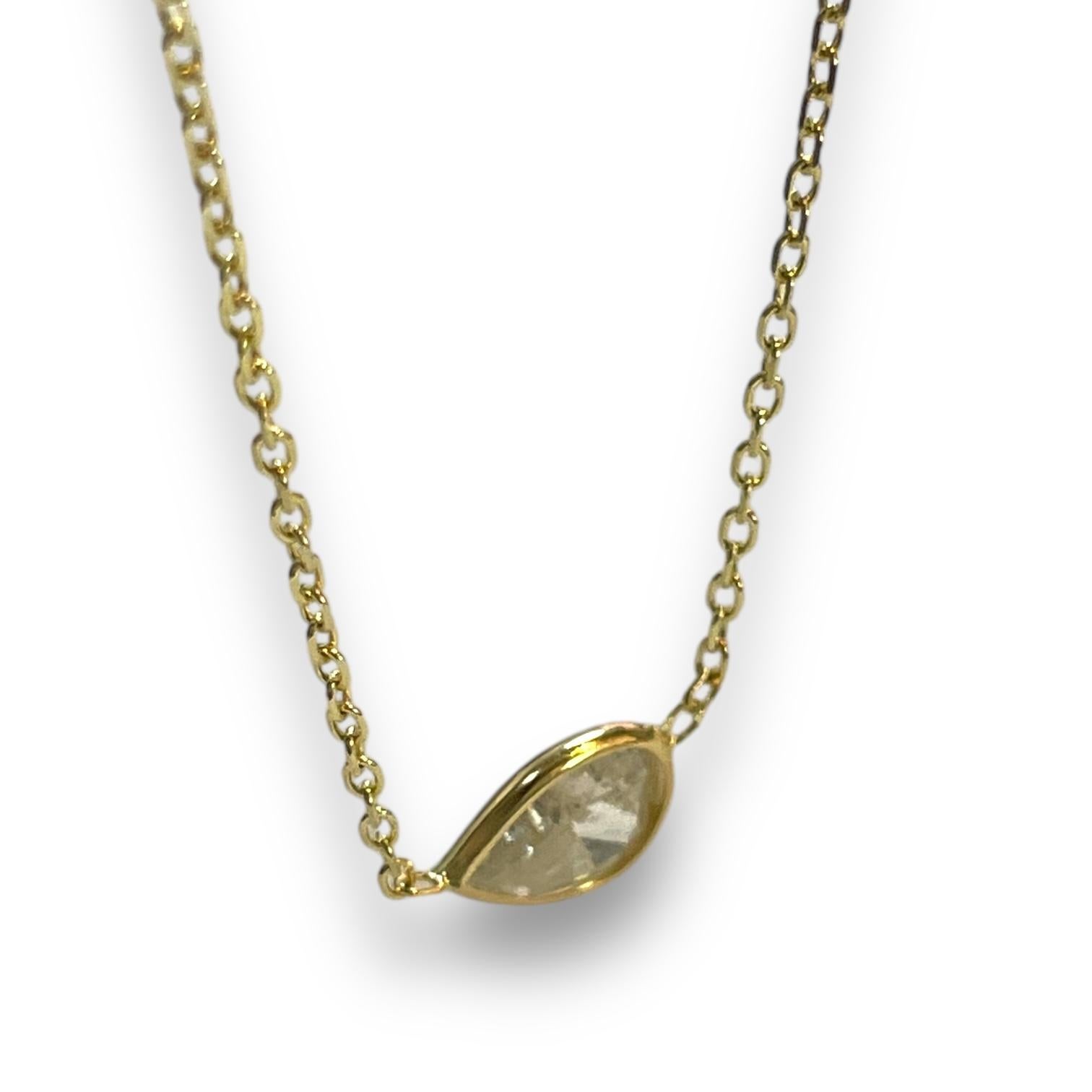 Women's Classic bezeled 14K Yellow Gold 1.24ct Natural Diamond Necklace For Sale