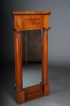Classic Biedermeier Wall Mirror, Oak and Mahogany Around 1840