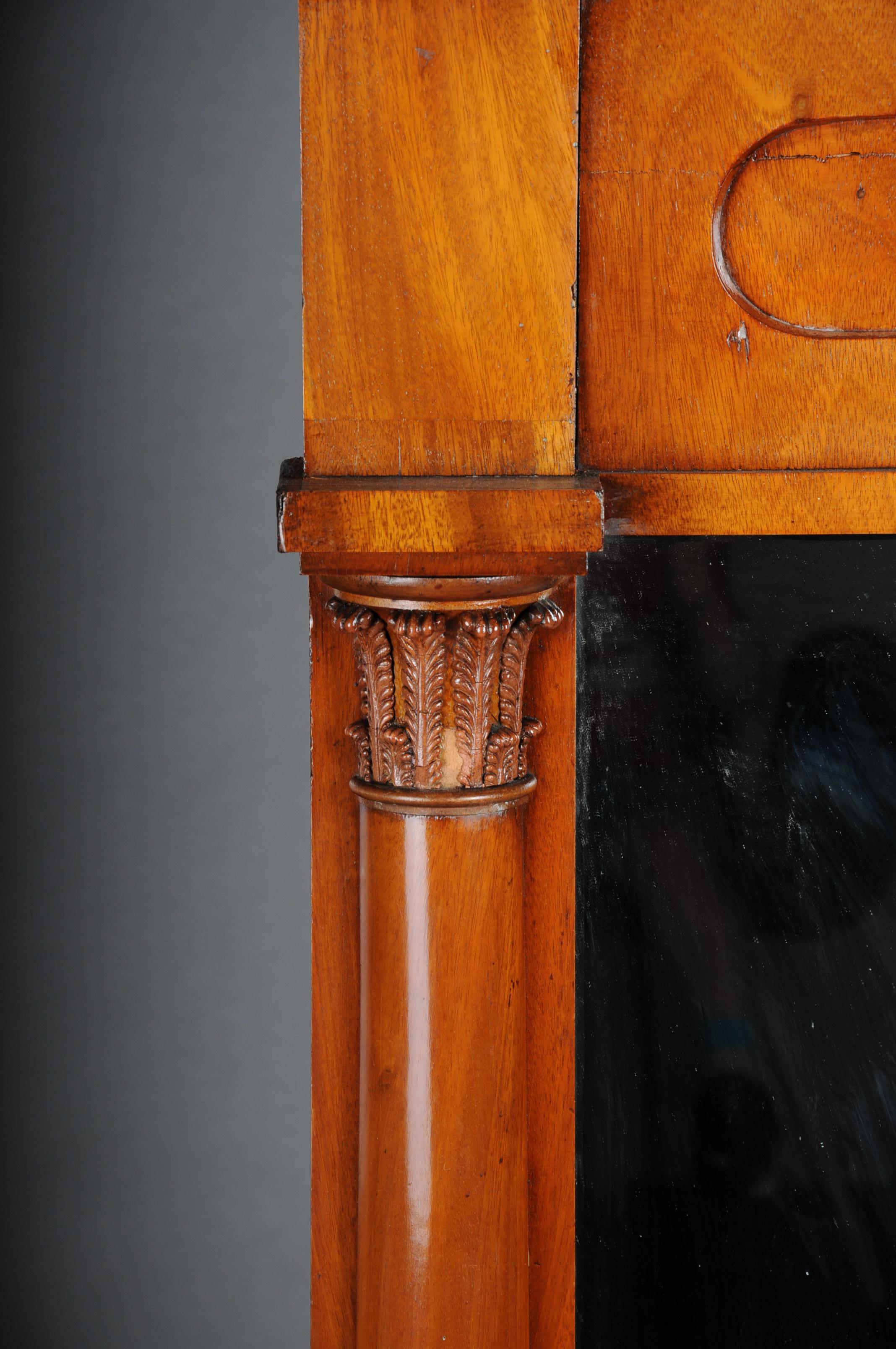 Classic Biedermeier Wall Mirror, Oak and Mahogany Around 1840 For Sale 1