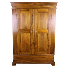 Antique Classic Biedermeier Wardrobe Cabinet Walnut Wood