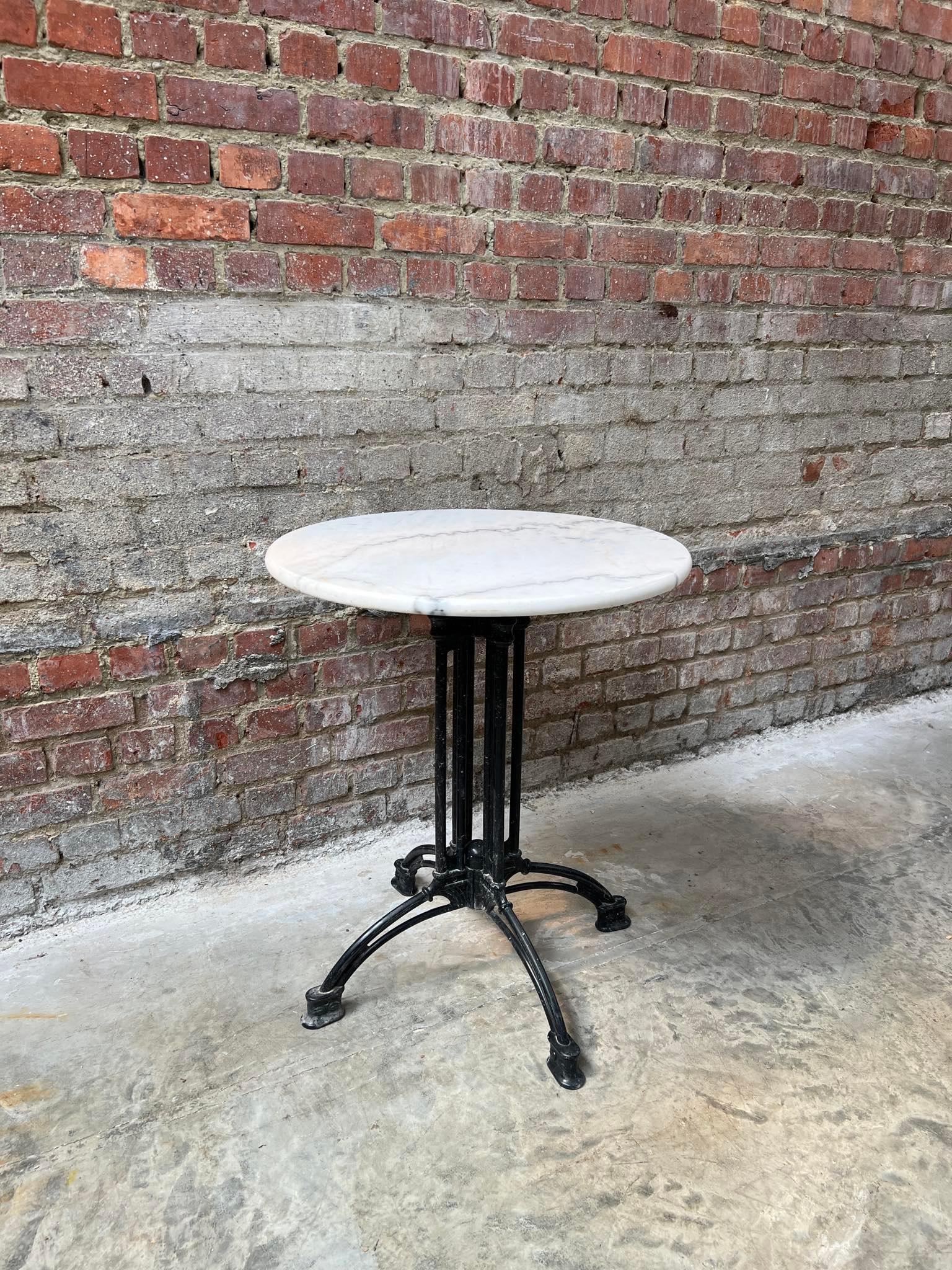 European Classic bistro table with white marble  For Sale