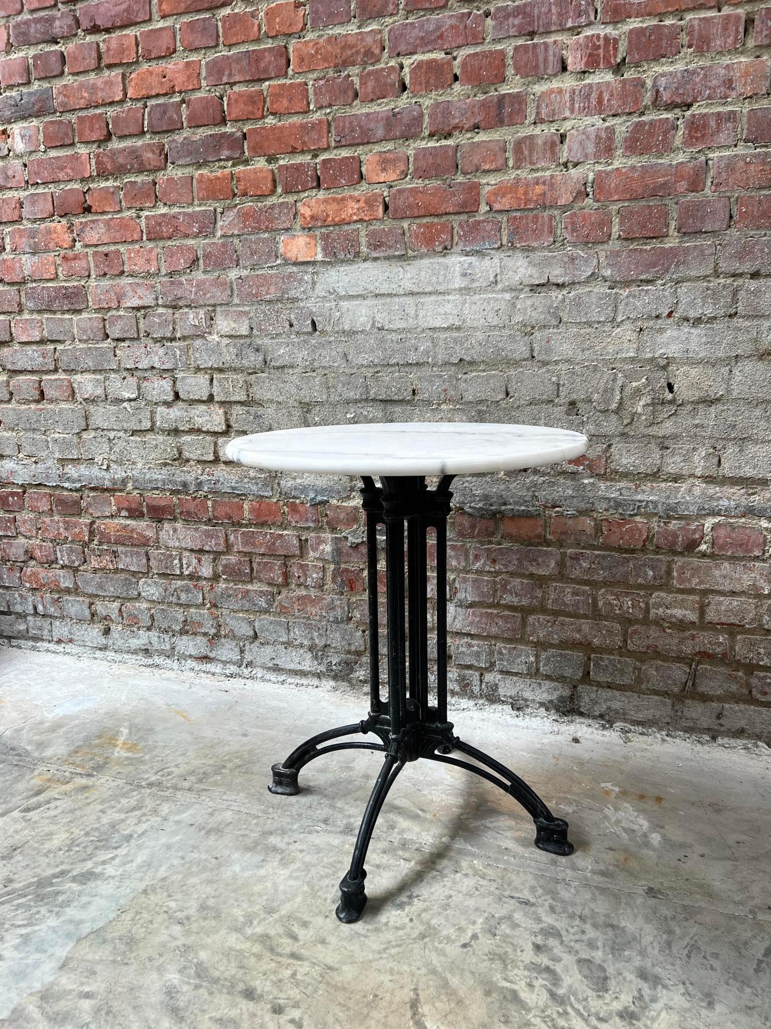 Late 20th Century Classic bistro table with white marble  For Sale