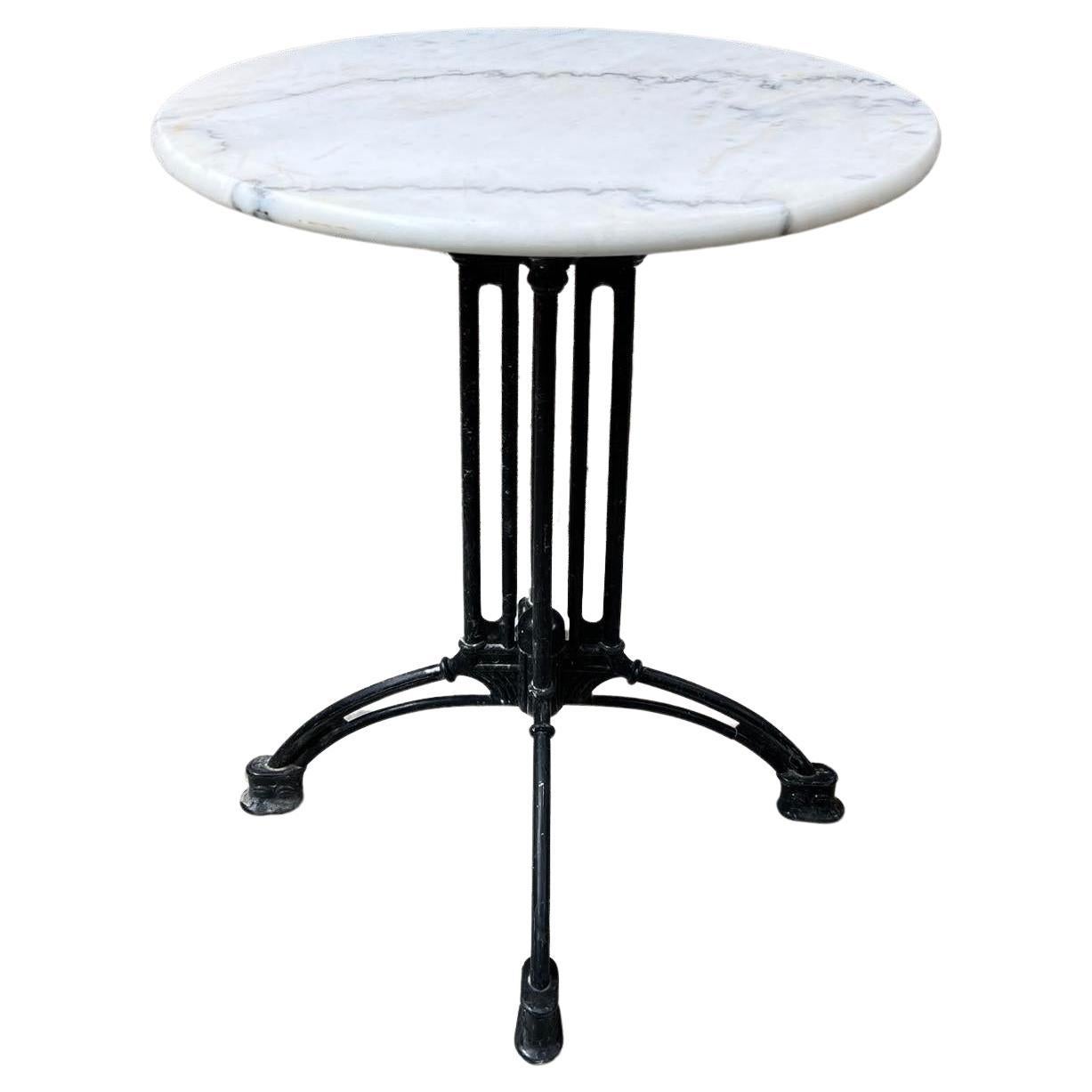 Classic bistro table with white marble  For Sale
