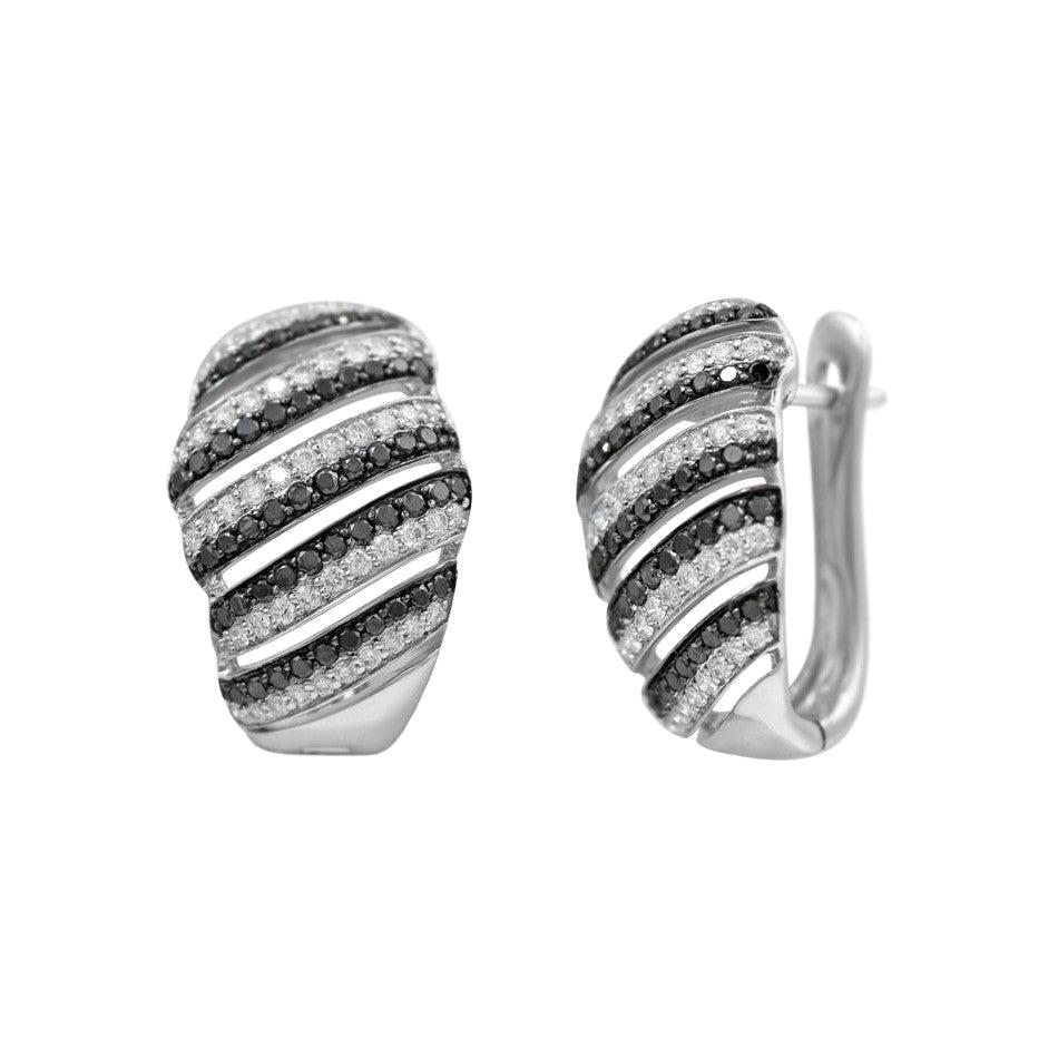 Classic Black Diamond White Gold Earrings For Sale