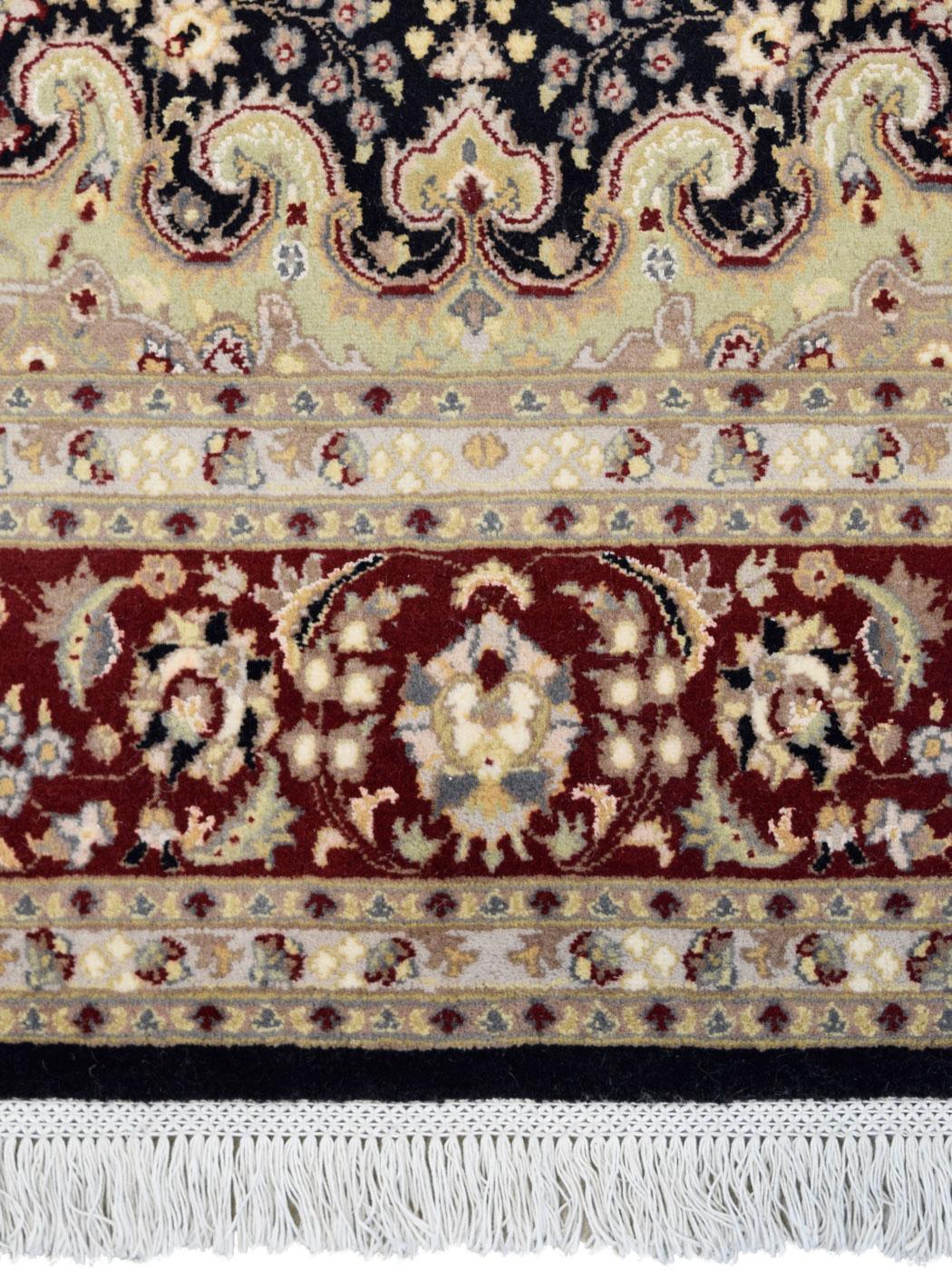 Contemporary Classic Black, Gold, and Taupe Hand-Knotted Pak-Tabriz Carpet, 6’ x 9’ For Sale