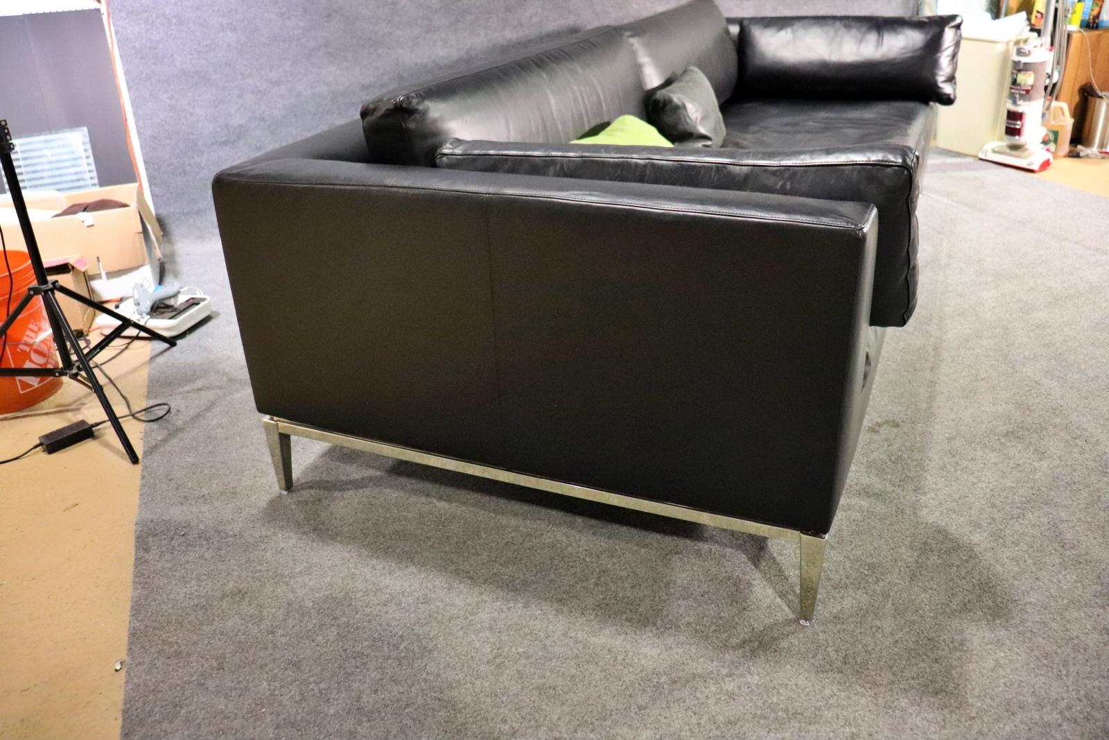 Classic Black Leather Modern Sofa 2