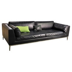Classic Black Leather Modern Sofa