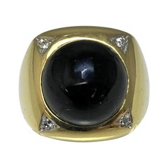 Classic Black Onyx Diamond 14 Karat Ring