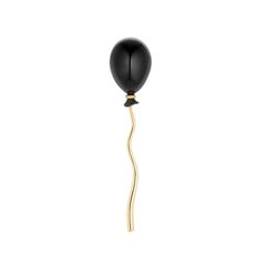 Classic Black Piano Mono Balloon Earring 18K