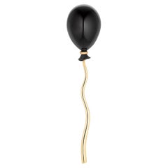 Orecchino a palloncino mono piano nero classico 18 carati