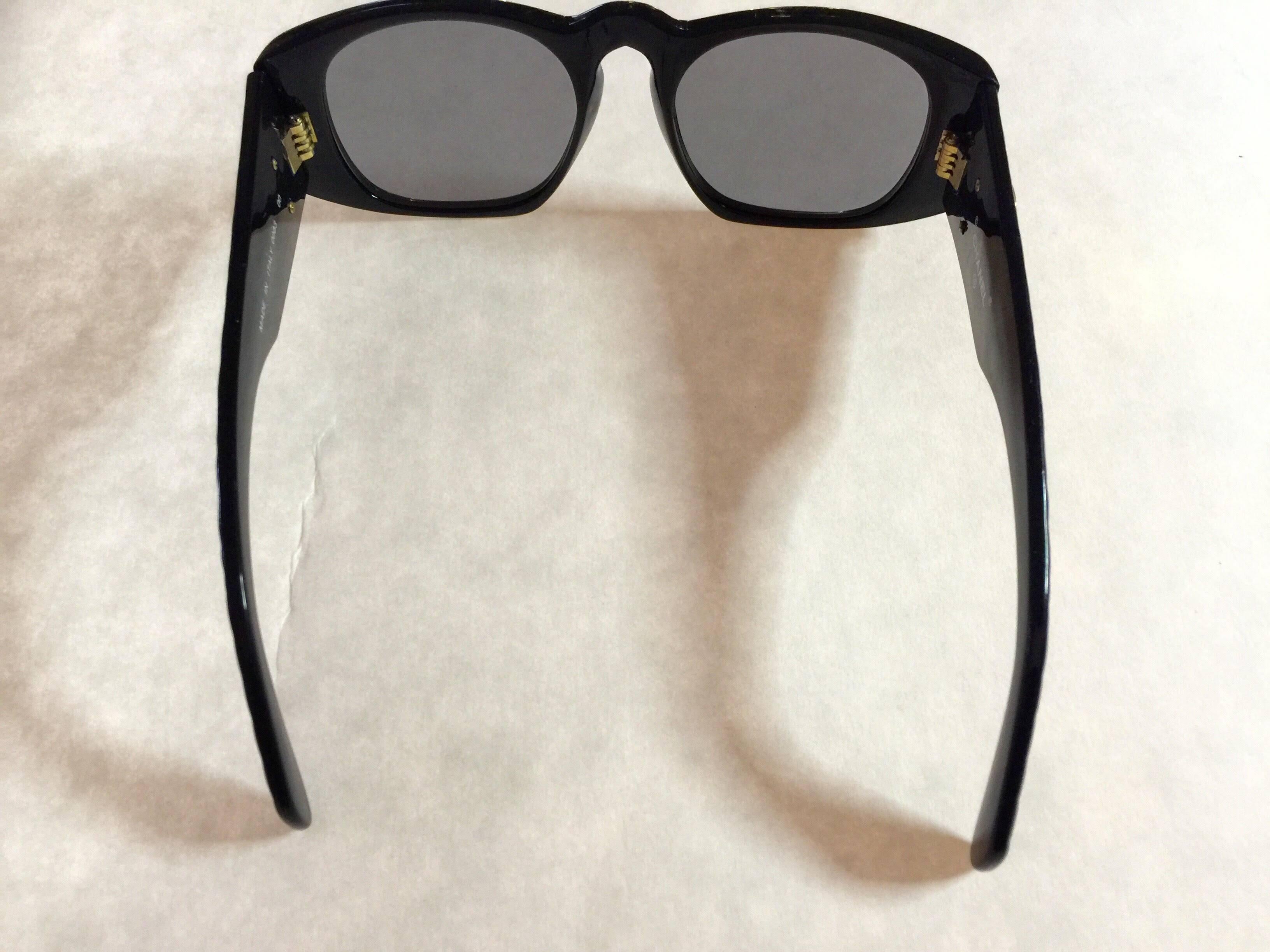 Classic Black Quilted Plastic CHANEL CC Sunglasses 1