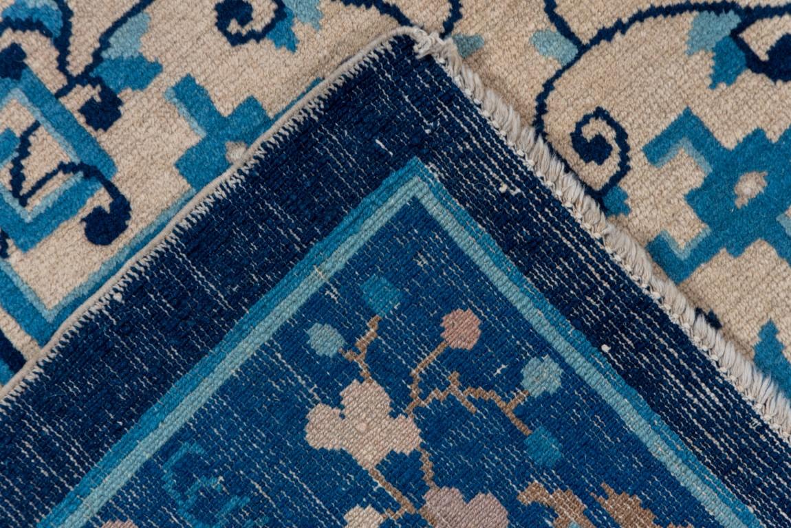 Classic Blue and White Antique Chinese Rug For Sale 1