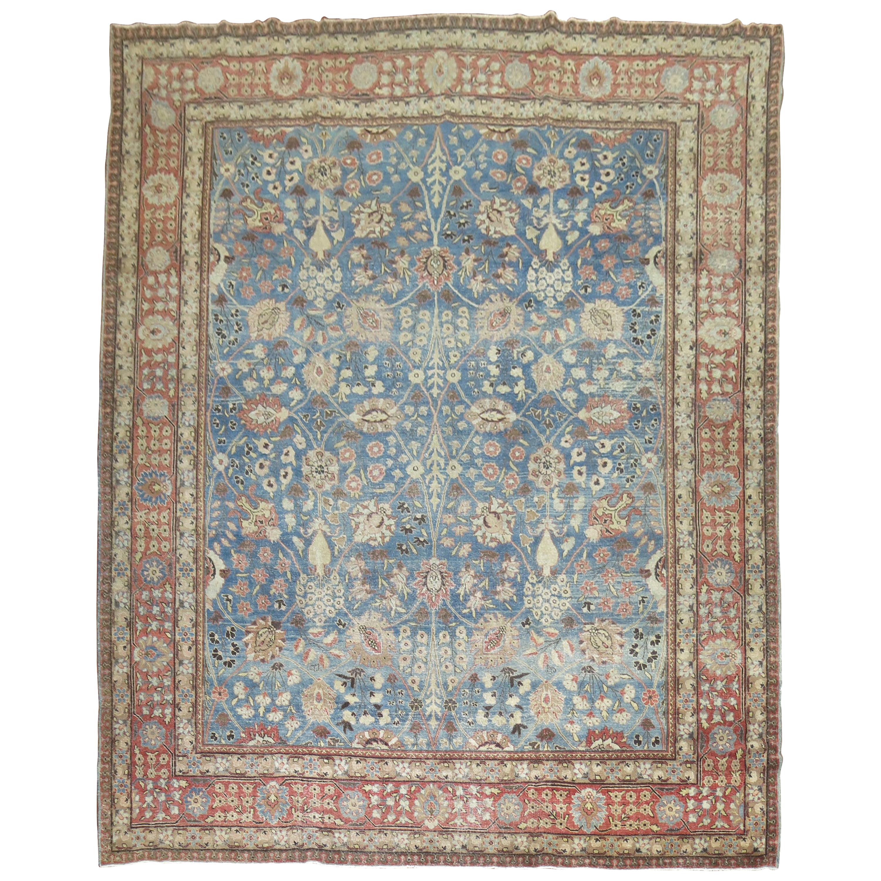Classic Blue Antique Persian Tabriz Rug